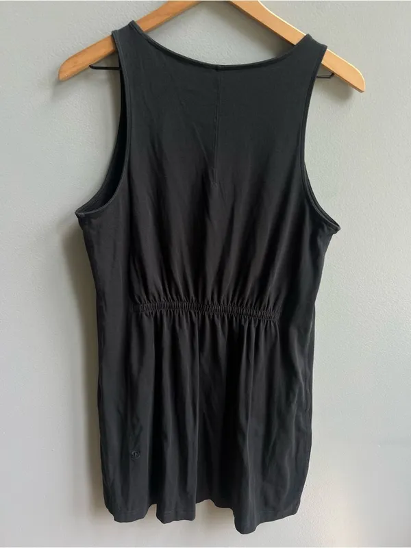 Lululemon Organic Cotton Cinched-Waist Dress Black Size Medium Sleeveless Shift - Image 7