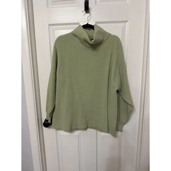 Free People Easy Street Tunic Sweater Sage Green Ribbed Turtleneck Oversized M - Image 2