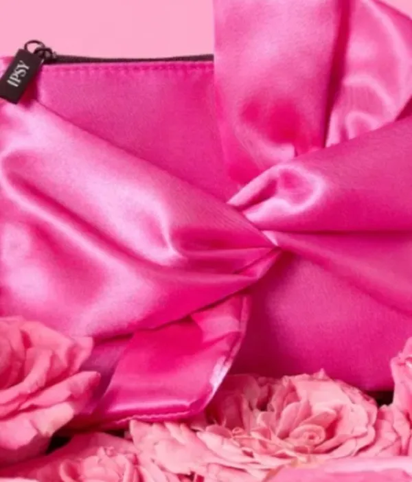 Ipsy Hot Pink Satin Cosmetic Glam Bag - Image 2