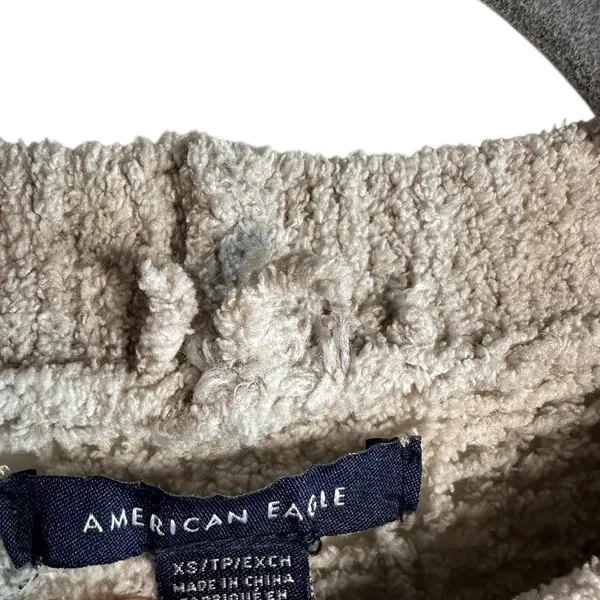 American‎ Eagle Womens XS Oatmeal Cable Knit Sweater Open Knit Cropped Pullover - Image 6