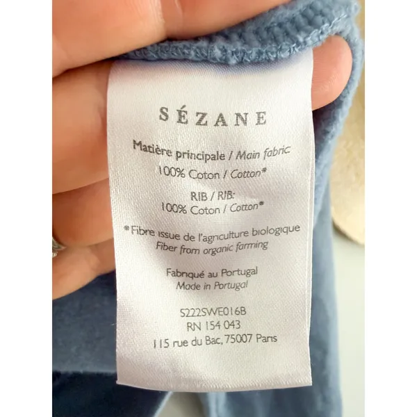 Sezane Sézane | Amour Cafe Creme Sweatshirt Blue Ecru Graphic | Sz S - Image 7
