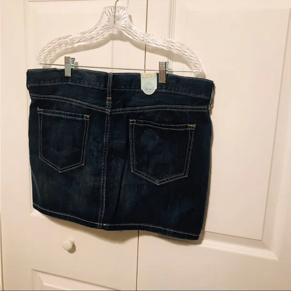 Old Navy Jean Skirt With Striped Front‎ Pockets Womens Size 12 Blue Denim NEW - Image 9