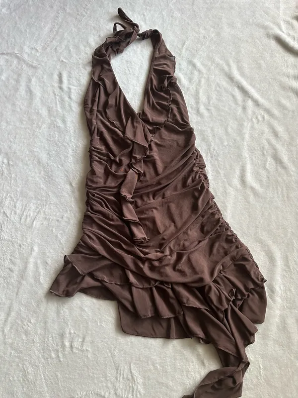 Outcast Clothing Annika Mini Dress Chocolate - Image 6