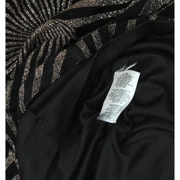 Betsy & Adam Womens Long Sleeve Glitter-Print Gown Black / Gold 4 - Image 4