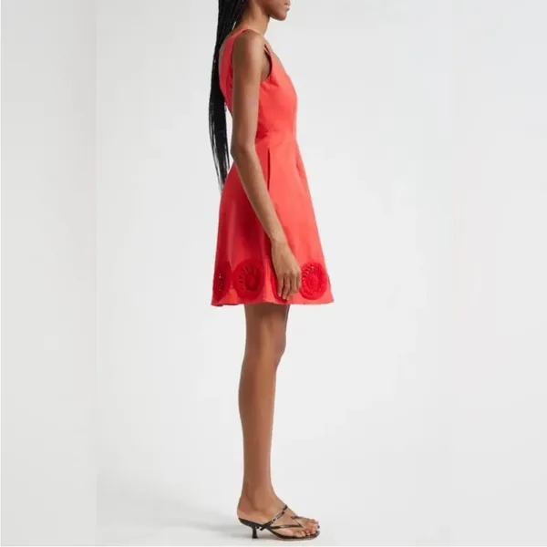 Elexiay Kogi Crochet cut out A Line Mini Dress Square Neck Red $300 M revolve - Image 3