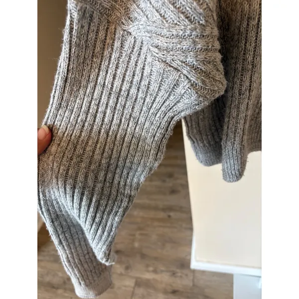 Urban Outfitters Grey Marled Ribbed Knit Cropped Crew Neck Sweater Womens Large - Image 5