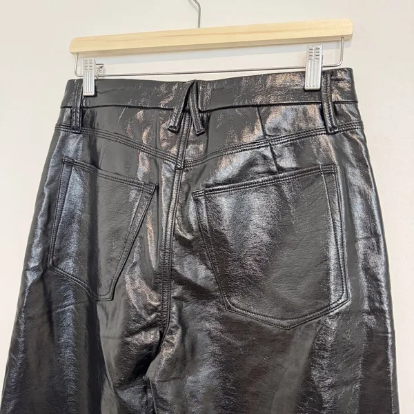 Good American Pants Size 26 Black Faux Leather High Rise Straight Corpcore Sleek - Image 7