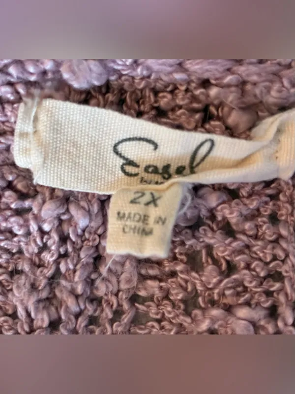 Women’s easel Dusty Pink Striped Crewneck Sweater with Red Accents Size 2X - Image 5