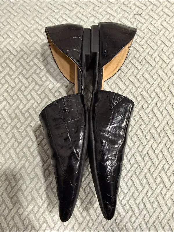 Esprit Black Croc-Embossed Pointed Toe Piper Flats Size 9 M - Image 7