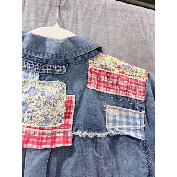 NWT Vintage America Blues Brigit Denim Patchwork Shirt M Western Cottagecore‎ - Image 9