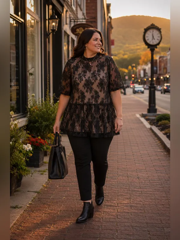 Lane Bryant Black Sheer Floral Lace Mock Neck Blouse Women's 26/28 Plus Size NWT - Image 2