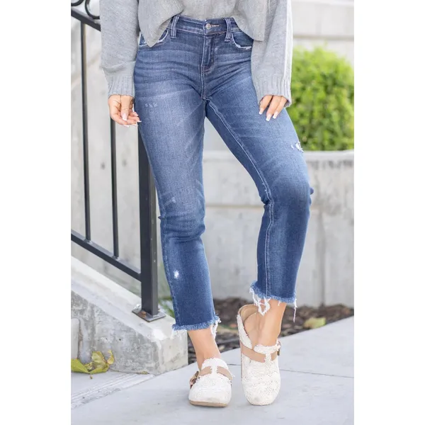 NWT Flying Monkey Stunned Straight Leg Jeans Size 27 Distressed Dark‎ Wash - Image 12