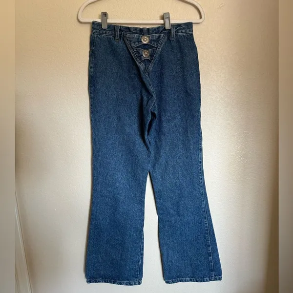 American Vintage Vintage Western Rough Rider Double Metallic Buckled Back Bootcut‎ jeans sz 28 - Image 2