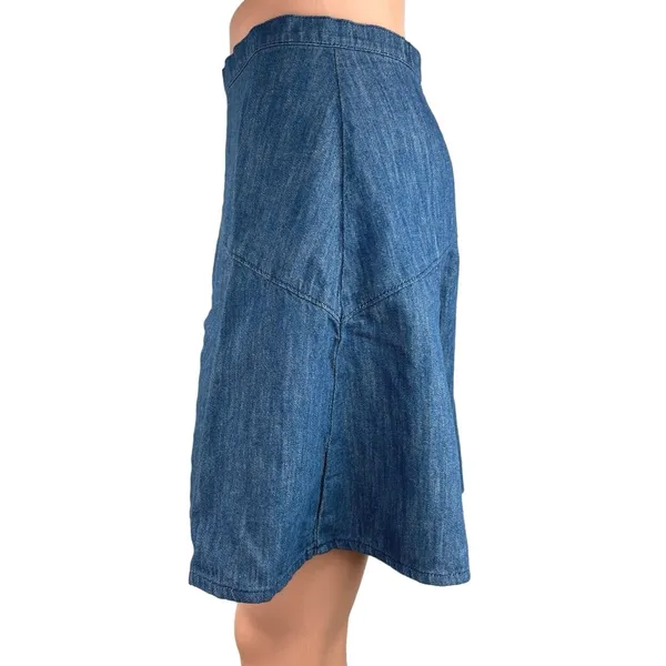 Madewell Women's Blue Denim Back Zip Closure A-Line Flare Mini Jean Skirt Size 2 - Image 3