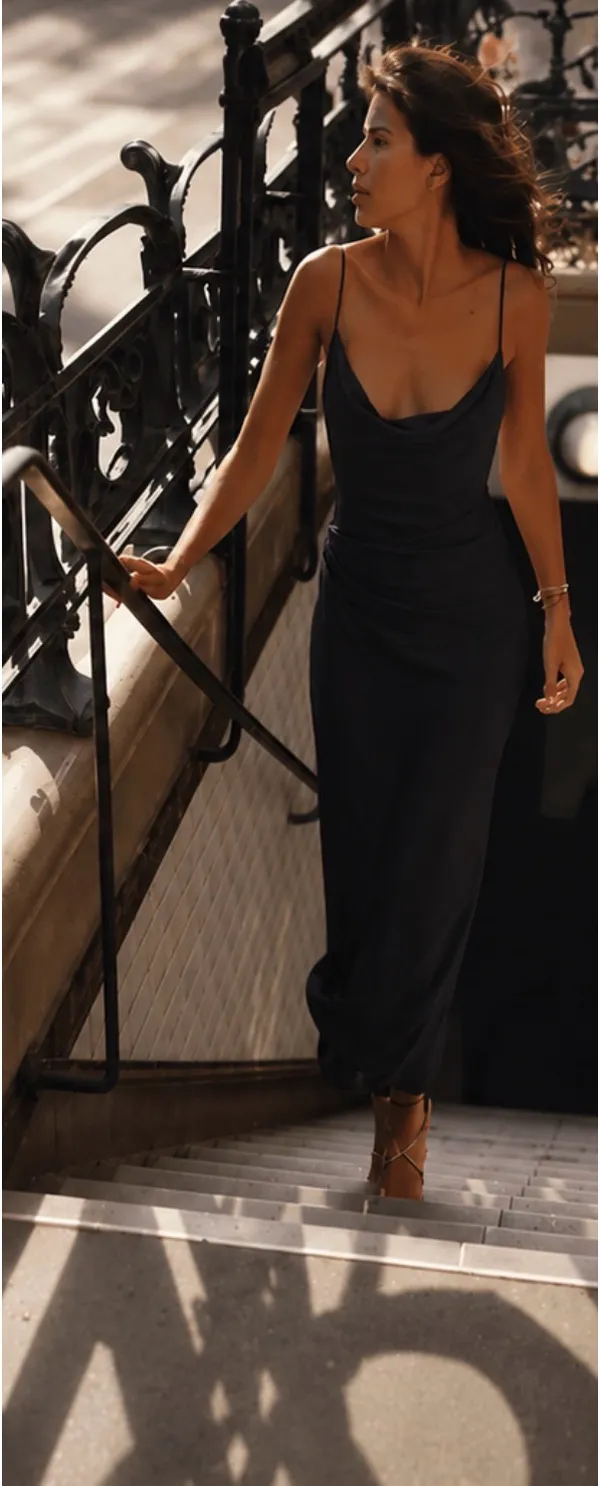 Zara Black Cowl Neck Bodycon Slip Evening Dress Womens Size S - Image 2