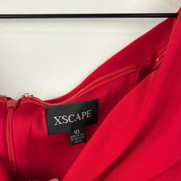 XSCAPE Red Off The Shoulder Fit & Flare Mini‎ Formal Dress Women’s Sz 10 - Image 6