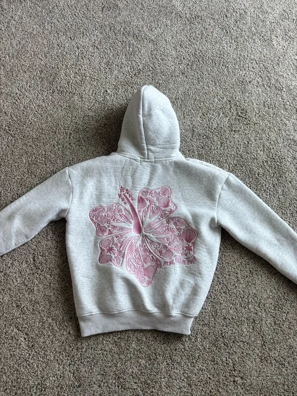 Pink Palm Puff Everything Comes in Waves Hoodie - Image 4