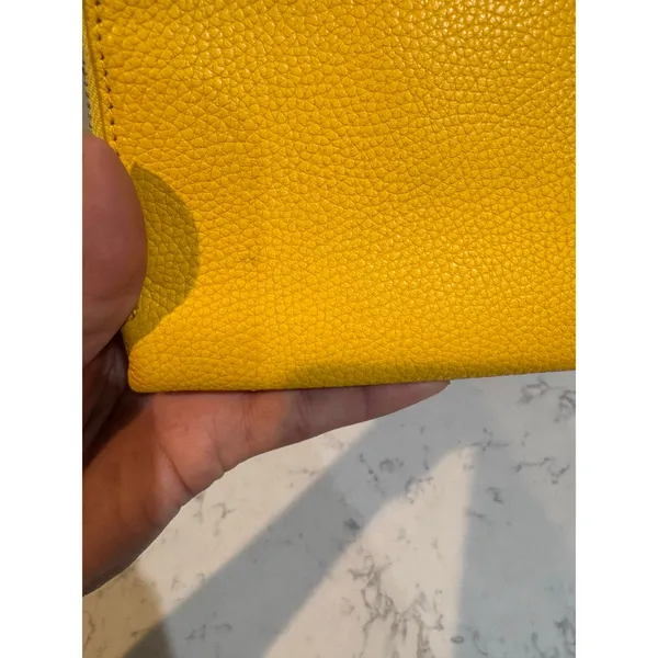 Coach Double Corner Zip Wristlet pebble leather This compact pouch bright yellow - Image 14