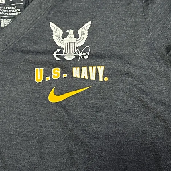Nike Heathered Gray‎ V-Neck U.S. Navy Tee with Yellow Logo NEW Size Large - Image 3