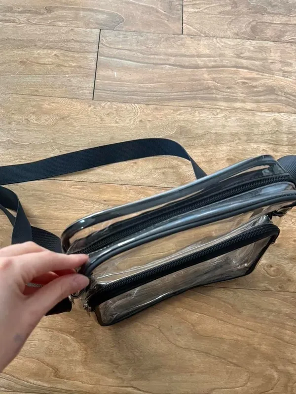 Clear Crossbody Bag with Black Trim and Adjustable Strap - Image 2