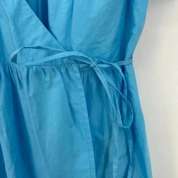 Greylin Blue‎ Cotton Wrap Midi Dress Puff Sleeve Tiered Pockets M Cottagecore - Image 5