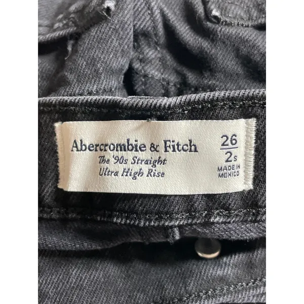 Abercrombie & Fitch Women's Black Ultra High Rise Straight Denim Jeans Pants 2 - Image 5