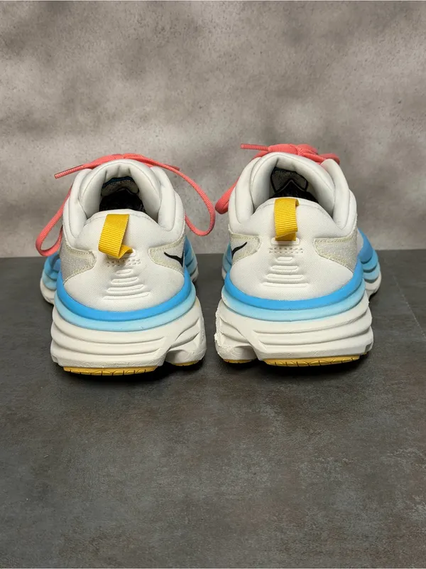 Hoka One One Bondi 8 Women’s Wide Sneakers Blanc De Blanc/Swim Day Size 7.5D - Image 9