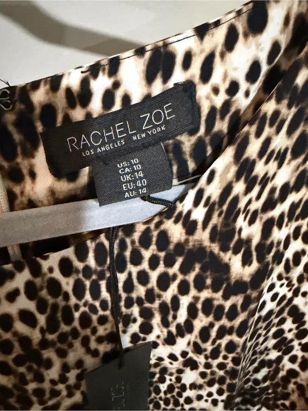 Rachel Zoe Leopard Print Short Sleeve Dress - Brown/Black/Cream - Image 3