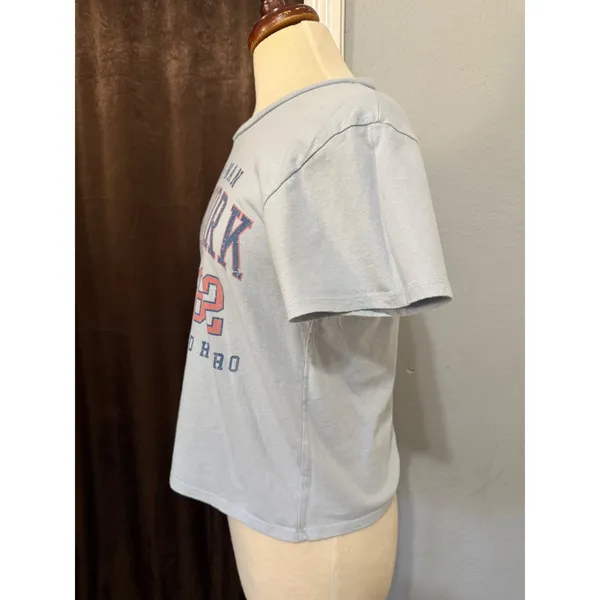 Marvel Spider-Man New York 1962 Graphic Tee Light Blue XL Short Sleeve Crop Top - Image 7