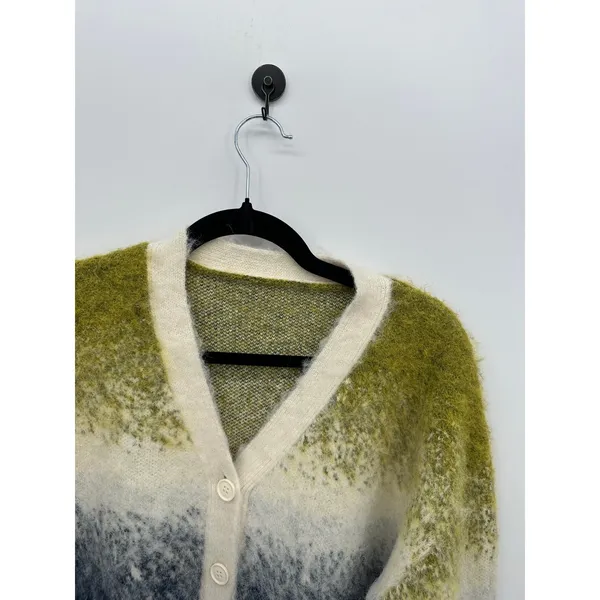Musera Ombre Fuzzy Knit Cardigan‎ Sweater XS Gradient Wool Blend Maximalist Cozy - Image 6