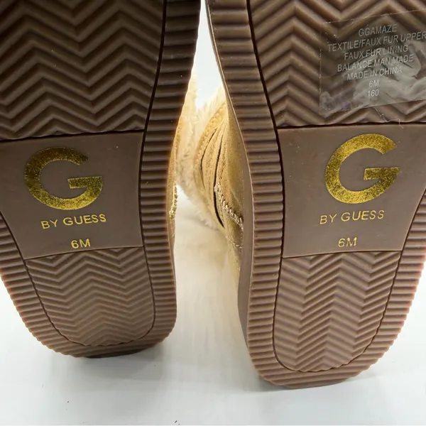 G by Guess Gold Metallic Faux Fur Fold Over Winter Boots Women’s 6 NWOB - Image 8
