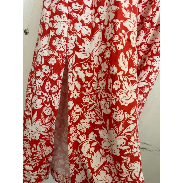 Universal Thread Red Floral Maxi Dress Cut Out Back Slit Cottagecore Sundress S - Image 3