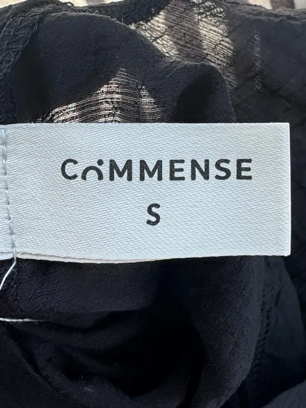Commense Cropped Long Sleeve Open Back Tie Top Black Small - Image 4