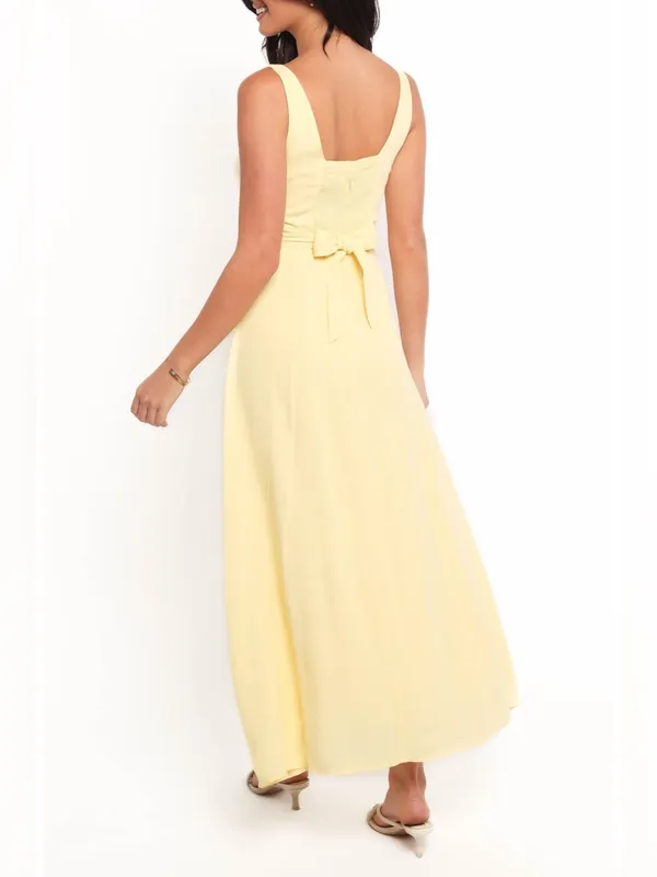 NWT Petal & Pup Archer Sleeveless Fit & Flare Midi Dress Butter Yellow Small - Image 2
