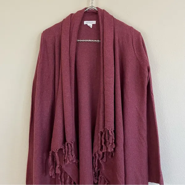 Garnet Hill Cotton-Cashmere Blend Fringed Rodeo Cardigan Size XS‎ Western Boho - Image 4