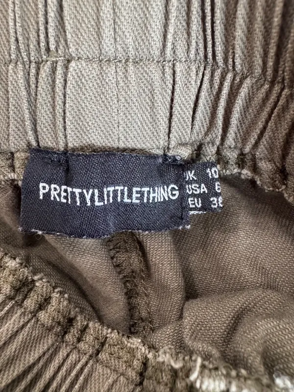 PrettyLittleThing Olive Green Cargo Pants Size 6 Wide Leg Utility - Image 4