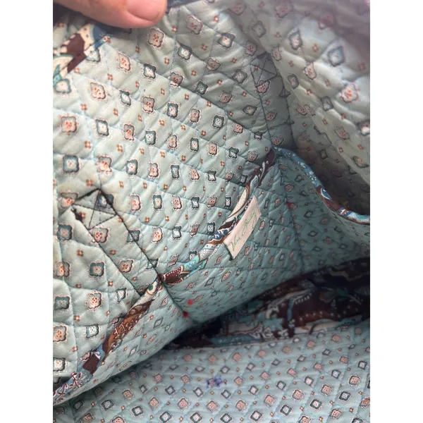 Vera Bradley Mesa Brown Quilted Laptop Bag Floral‎ Tech Case Blue Brown Cotton - Image 4
