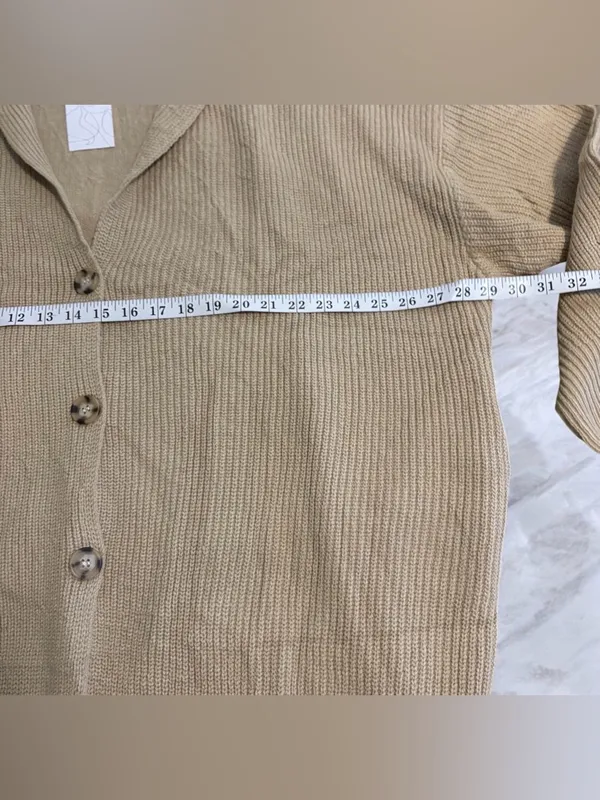 Lightweight Hooded Button-Front Cardigan in Taupe - Image 5