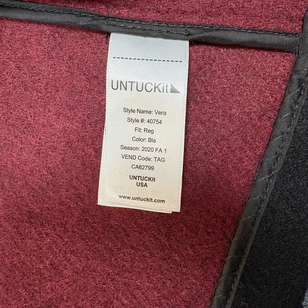 Untuckit Women's Small Black Maroon‎ Wool Double Breasted Long Vera Vest - Image 6
