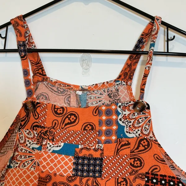 Vtg Patchwork Paisley Wide‎ Leg Overalls Jumpsuit Boho Festival Cottagecore S/M - Image 4