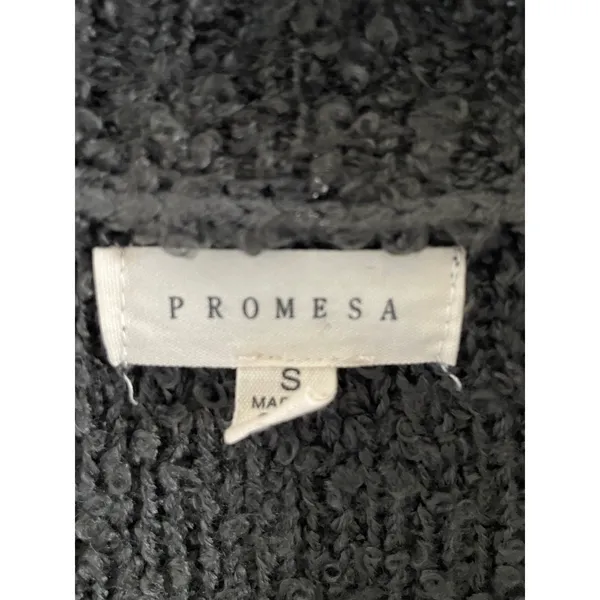 Prómesa Gray Cream Striped Chunky Knit Cardigan Sweater Boho Cozy Size S - Image 4