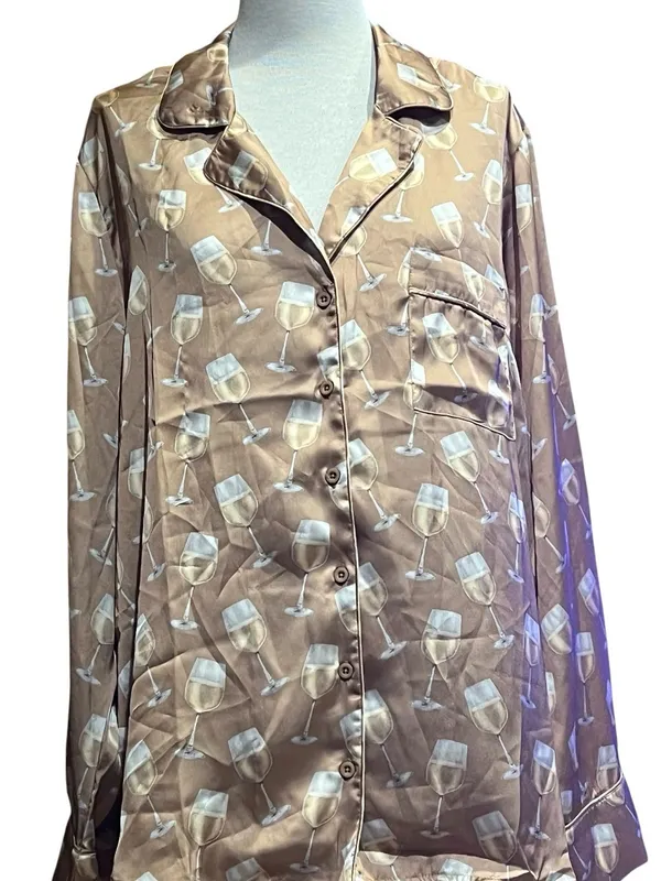SHOW ME YOUR MUMU: CLASSIC PJ SET - WHITE WINE SILKY size M - Image 3