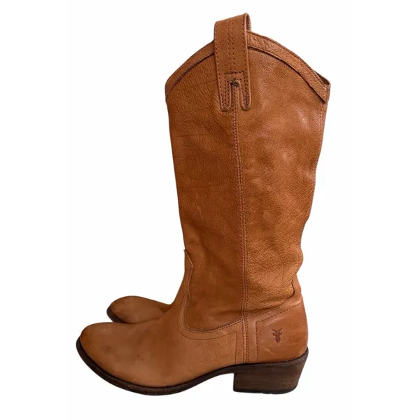 Frye Carson‎ Mid-Calf Leather Boots Tan #77687 Women's Size 7.5B - Image 2