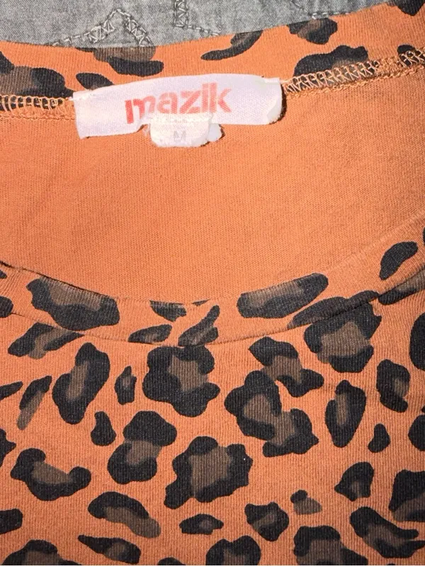 Mazik Orange Leopard Print Top Size M - Image 2