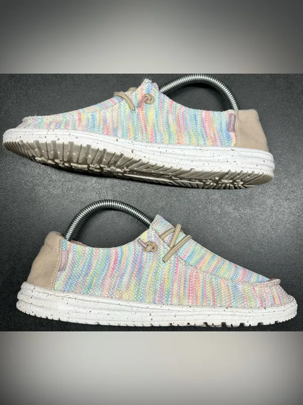 Hey Dude Women’s Size 9 Wendy Sox Rainbow Aurora White Slip On Shoe - Image 2