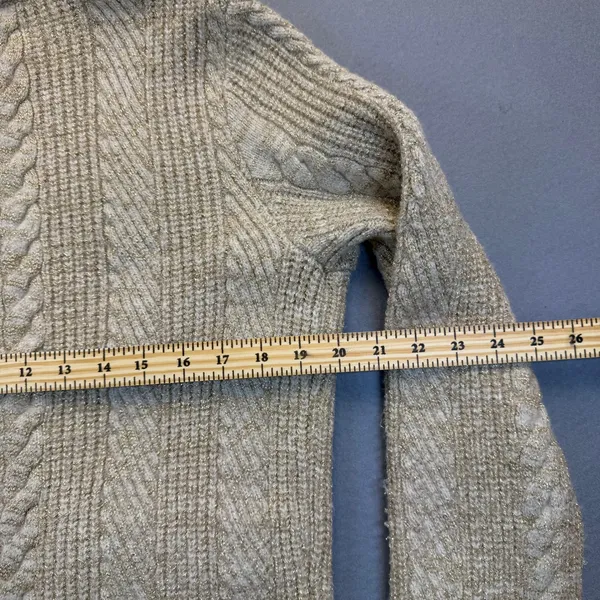Gerard Darel Collection Studio Gold Metallic Cable Knit Cardigan Sweater Size 1‎ - Image 3