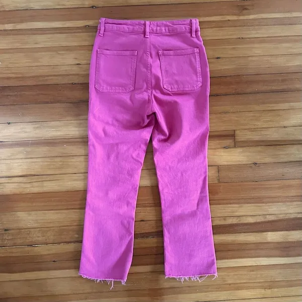 Zara Sailor Cropped Flare Jeans in Fuscia Size 4 - Image 3
