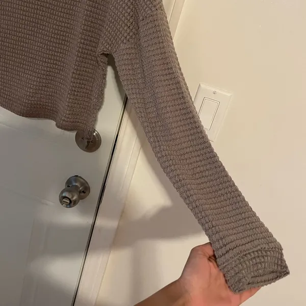 Olia Waffle Knit Long Sleeve (S) Gray - Image 4