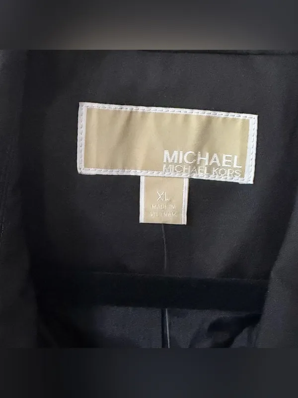 Michael Kors Black Asymmetrical Zip Trench Coat with Belt - Image 8