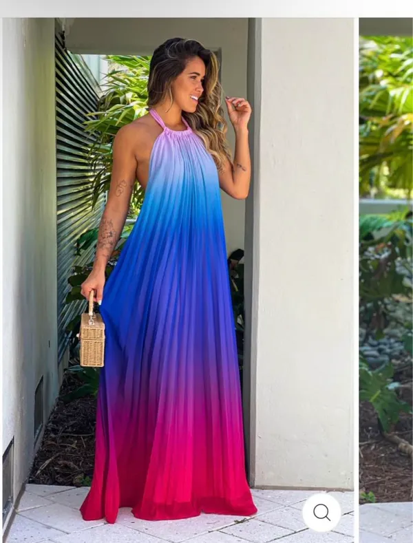 Saved by the Dress Pink and purple halter dress - Image 2